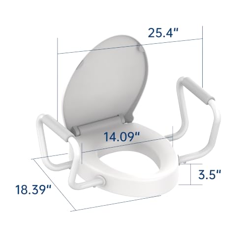 Elongated Raised Toilet Seat，3.5” Toilet view 2