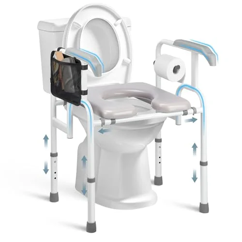 Bariatric Raised Toilet Seat with Handles Wide Heavy Duty 500lb