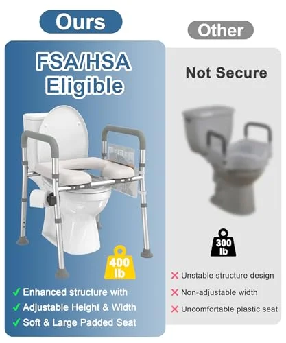 HOMLAND Raised Toilet Seat with Handles - view 5