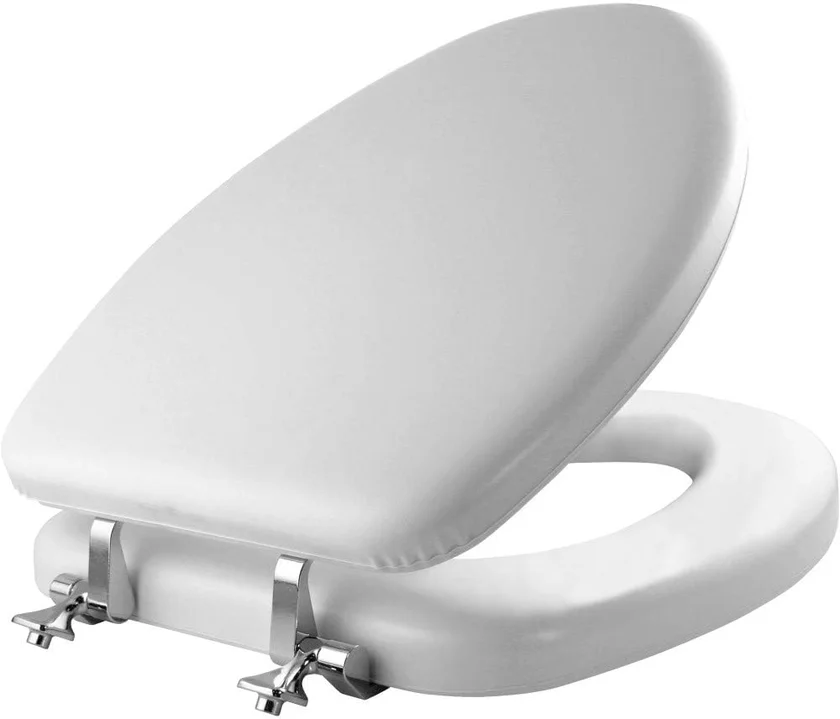 Mayfair Chrome Hinges Padded Elongated Toilet Seat