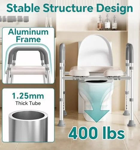 Soundfuse Padded Raised Toilet Seat with Handles - view 5